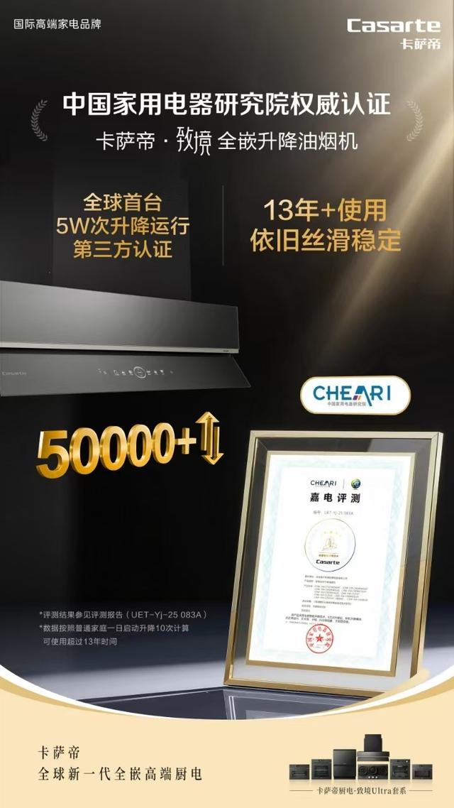 高端份额第一名！卡萨帝致境油烟机又获换新优选奖