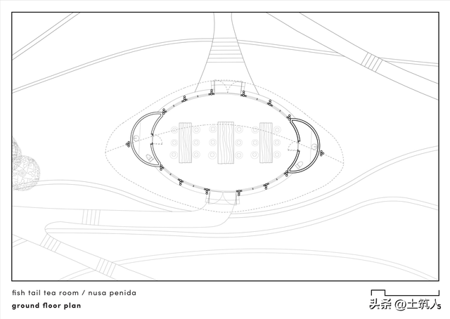 巴厘岛度假村——来自被海洋生物启示的大型竹屋顶