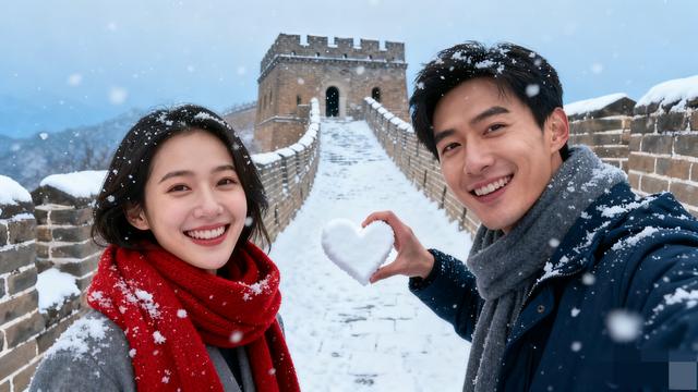 刷爆朋友圈！雪花裹长城 千年雄关秒变诗 中外游客手拉手踏雪成画