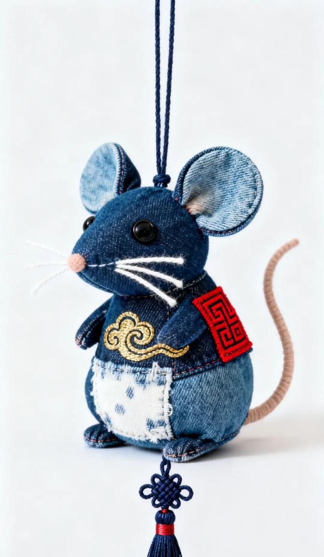 旧牛仔爆改国风小老鼠！一针一线绣出治愈感