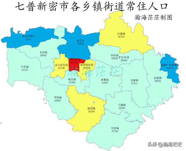 新密市地形、乡镇、村庄、交通、人口和财政收入地图