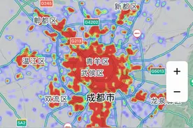 武汉南京成都重庆杭州热力图对比，哪座城市接近一线城市的面积图片