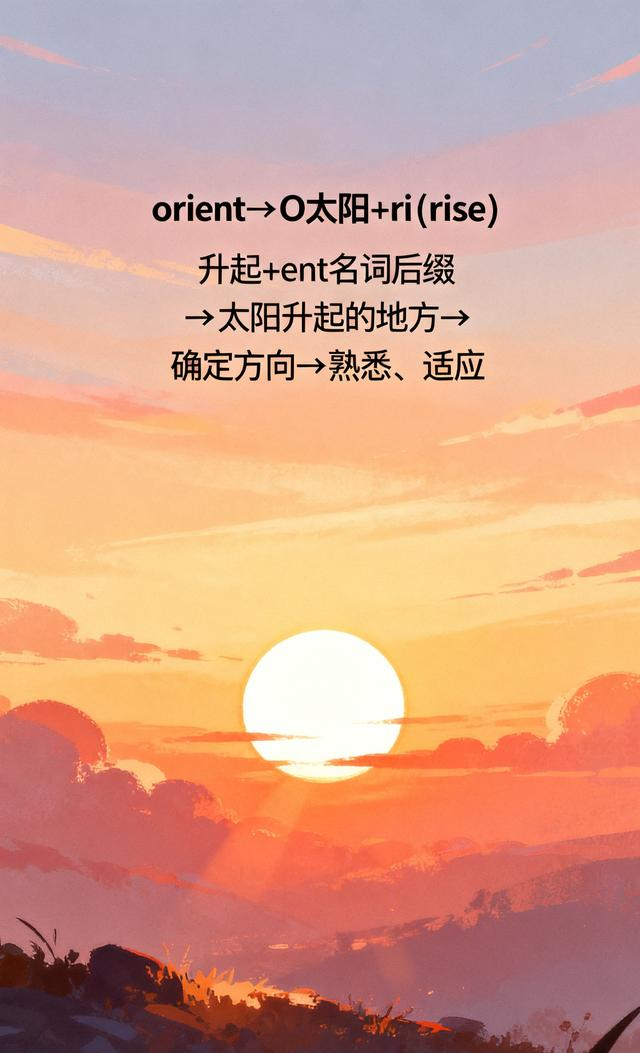 会上瘾的单词记忆术orient东方，确定方向，熟悉，适应