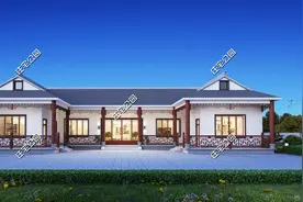 坐南朝北，拥有23米大面宽，重庆农村自建217平新中式一层三合院图片