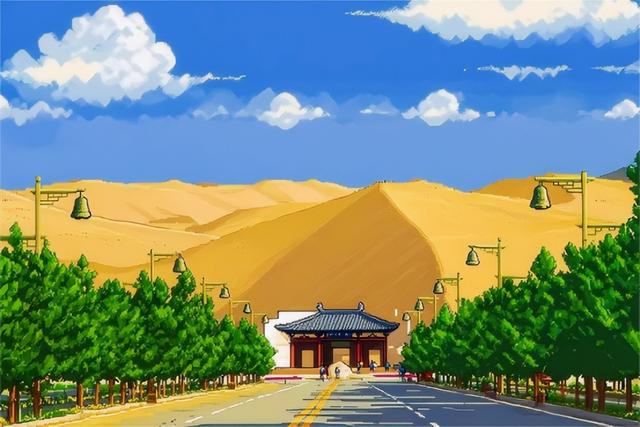 一键入画！当AI绘画遇上鸣沙山月牙泉，灵动又治愈！