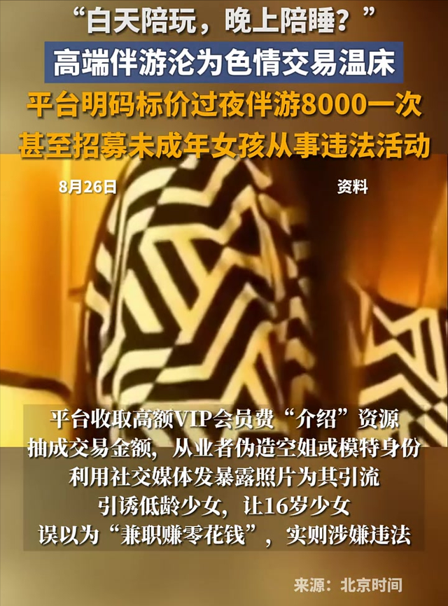 警惕！高端伴游明码标价，8000元陪一夜，在光鲜包装下的肮脏交易