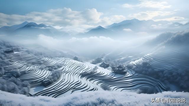 桂林龙胜限量版冰雪大世界藏在10万亩梯田里。