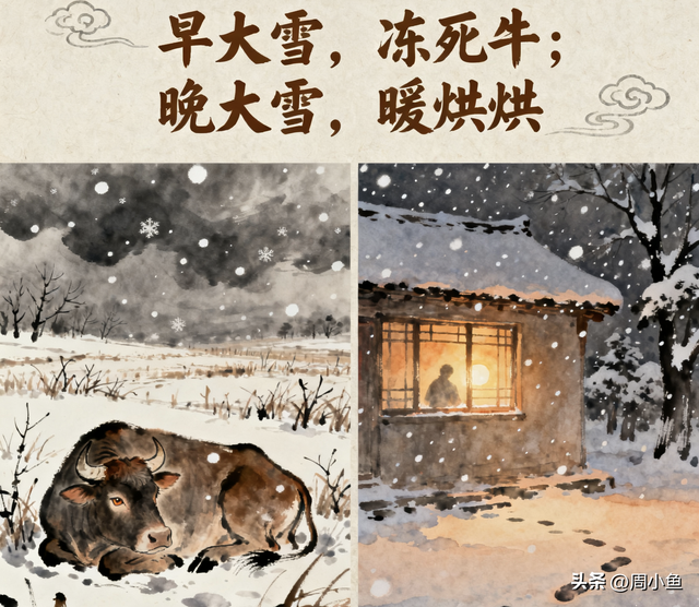 “早大雪，冻死牛；晚大雪，暖烘烘”	，今年几点大雪？