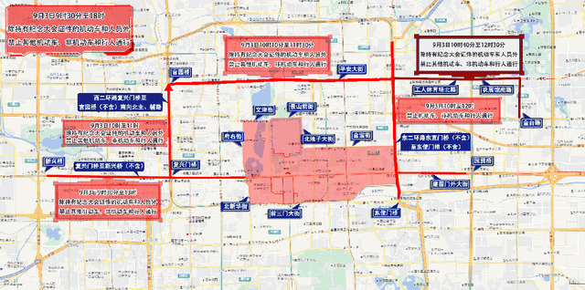 至9月3日，北京部分道路临时交通管控