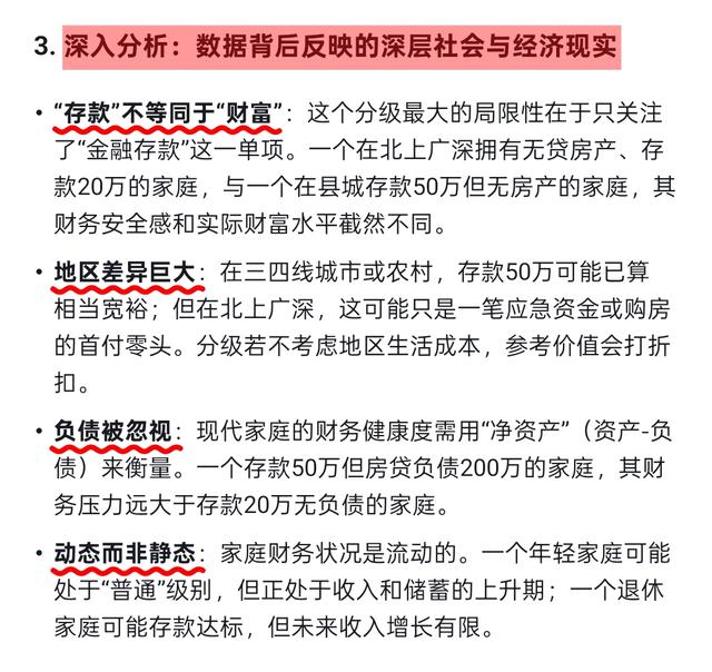 DeepSeek分析：中国家庭存款8级大曝光	，70%的人难以跨越第6级	。