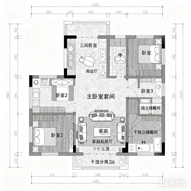 面宽12米×进深10米自建房平面布局解析与优化建议