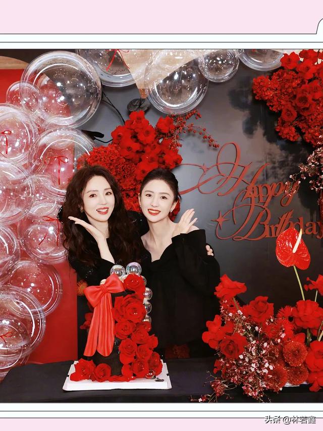 佟丽娅为董璇庆生,晒与董璇张维伊合影,张维伊穿着皮衣帅气十足