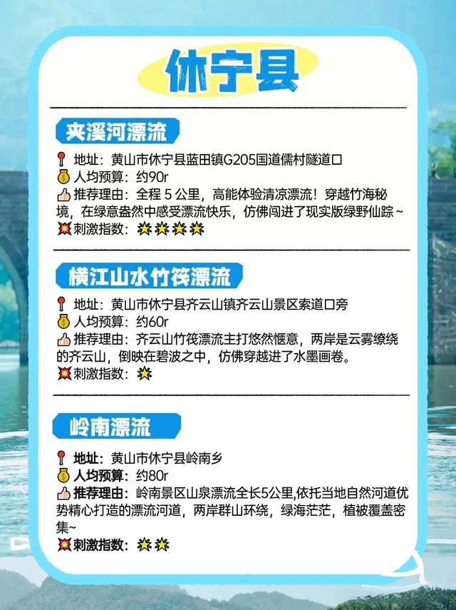 速收藏！黄山10个漂流玩水地，夏天来玩~