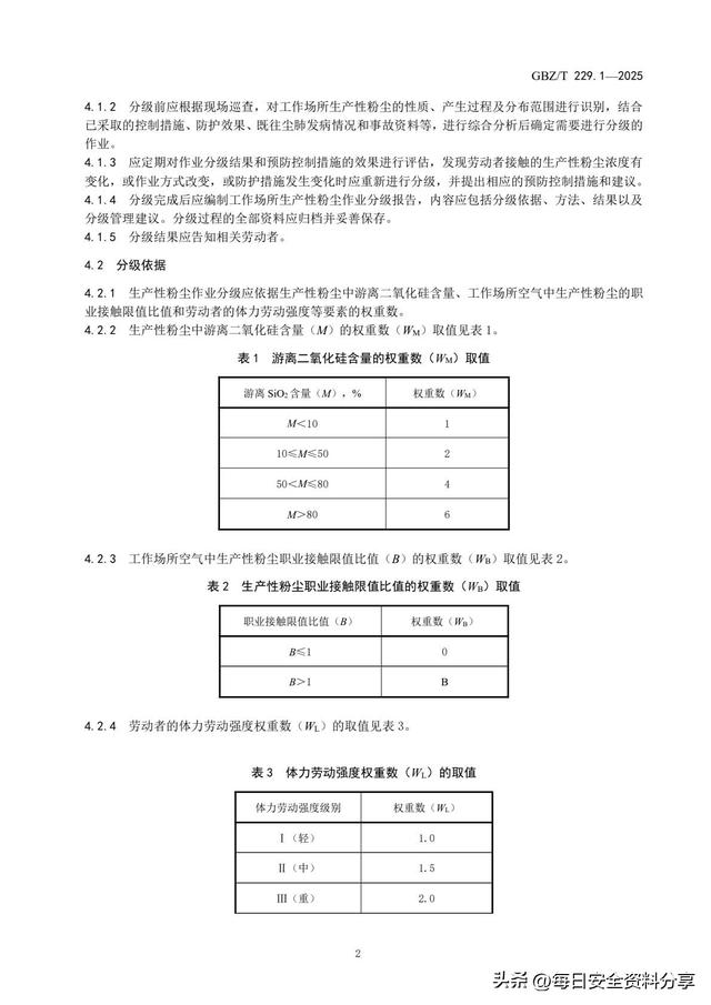 职业病危害作业分级发布新推荐标准（第一部分：生产性粉尘）