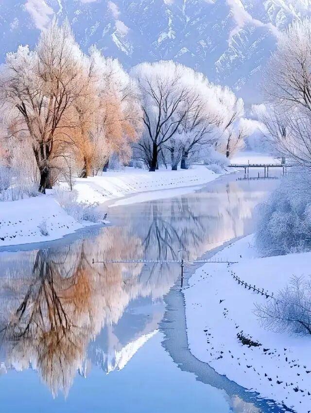 冬日里的仙境，银装素裹，醉人的美！