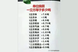 涨见识啦，单位换算，太经典了，一立方等于多少吨？再忙也要看看图片