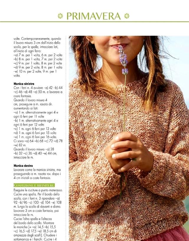 手工棒针：不对称杂色圆领女童套头衫