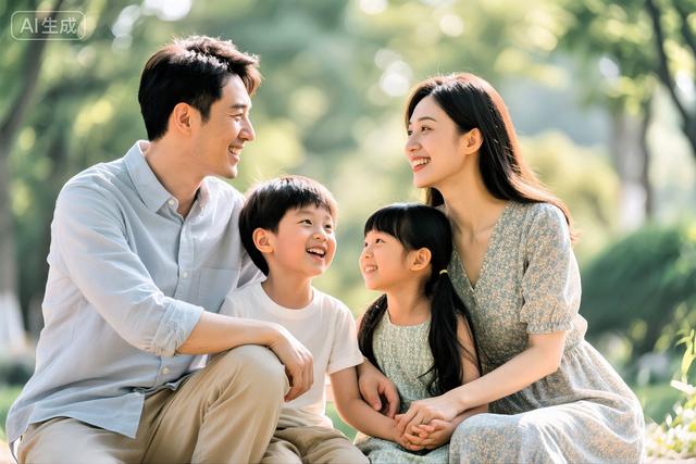 左手抱着儿子，右手牵着女儿，满脸的高兴，生男生女有区别吗？