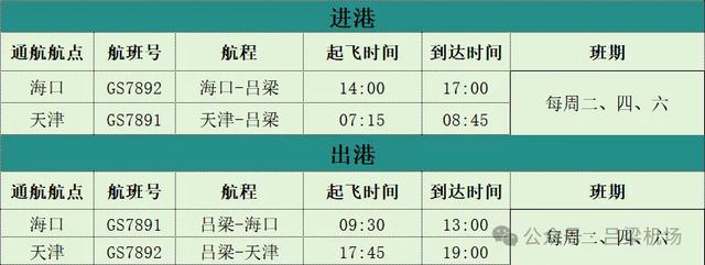 吕梁机场换季开启新链接
