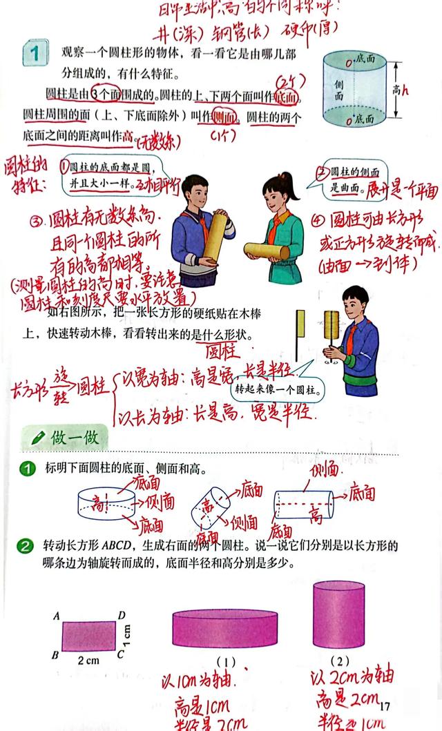 六下圆柱和圆锥认识和表面积