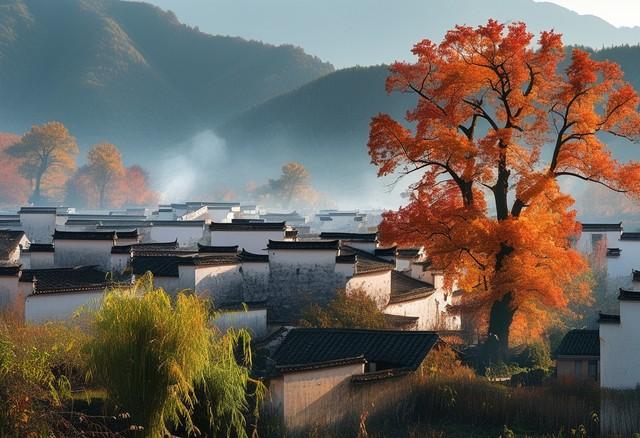 秋染徽州：漫步塔川红叶与水墨古村的十一月光阴