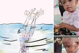 滚滚洪水中，缅甸一父亲到死都举着孩子，死后手臂依旧久久矗立图片