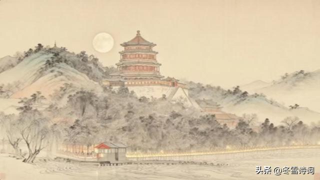 颐和园佛香阁遇上超级月亮	，我出上联“千古一轮月	”，请君续联！