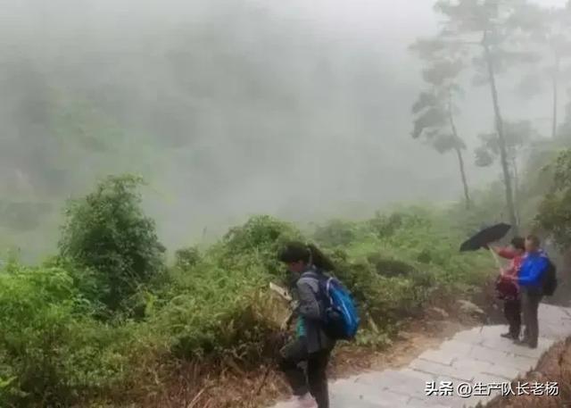 爬山遇雨。