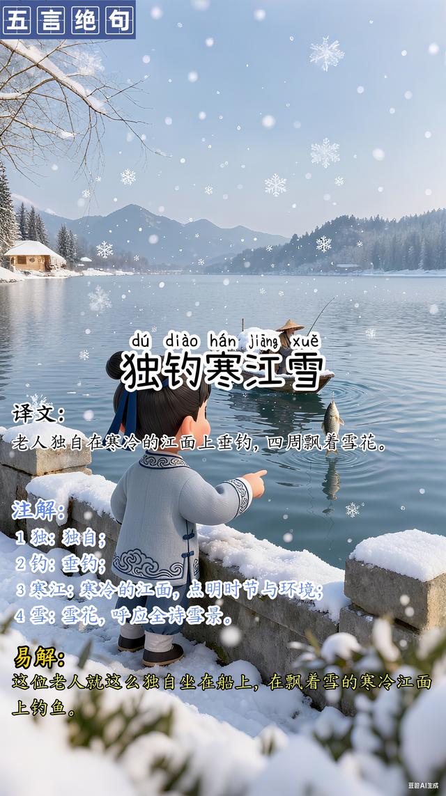 《江雪》启蒙古诗，图文+注解