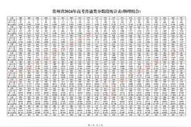 贵州2024年高考各类别分数段统计表公布图片