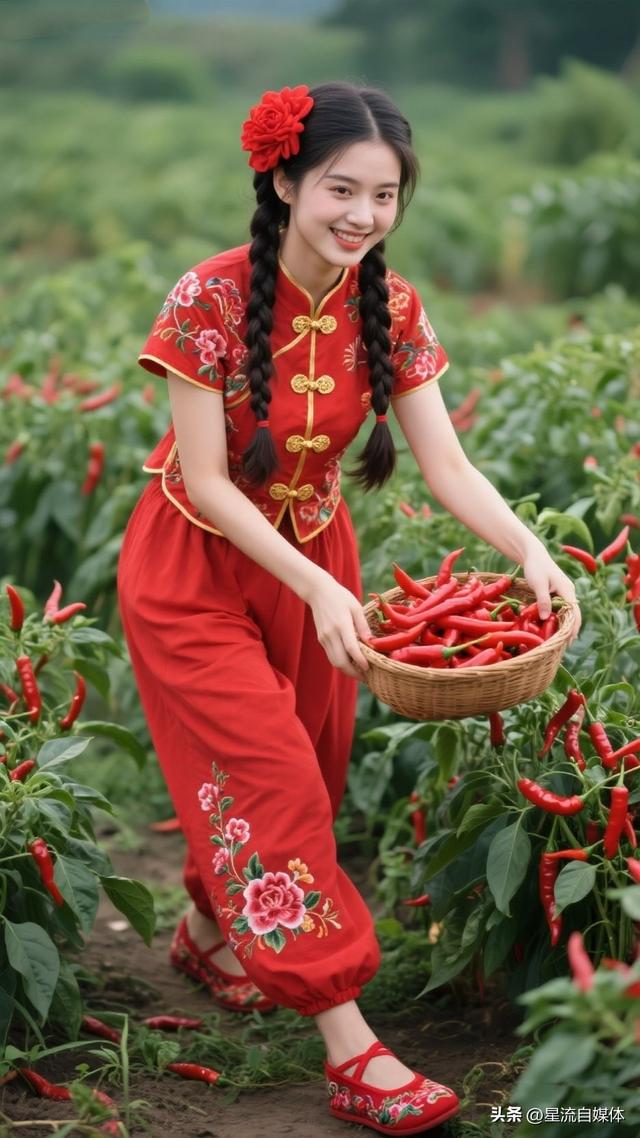 当我穿花衣回村，辣椒地秒变秀场！