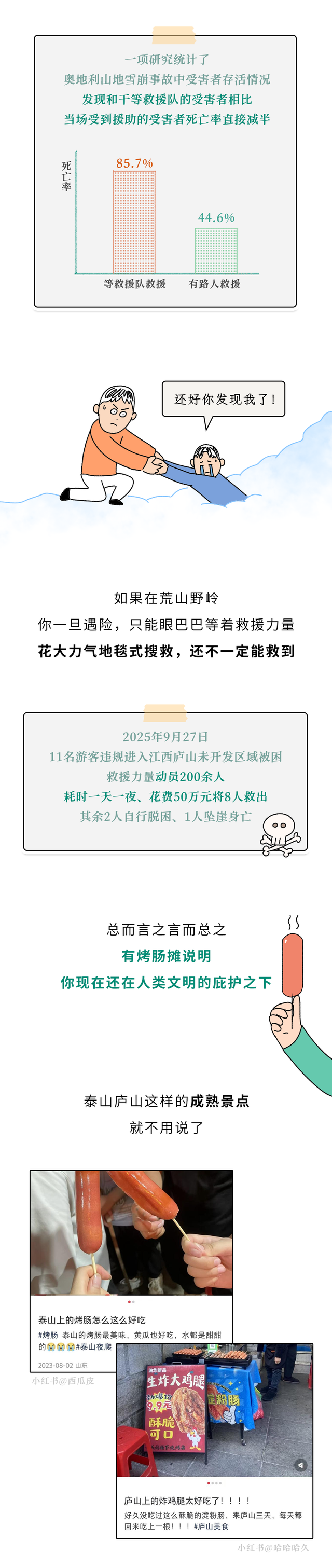 为什么爬山发现山上没人卖烤肠，就得赶紧、立刻下山？