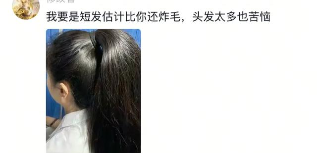 女子说自己发量太多，又粗又硬很苦恼，网友：旱的旱死，涝的涝死