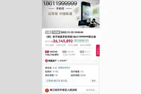 手机号18611999999，拍出超2614万元！七天内不付款，保证金不退，所造成的差价、费用损失等由原买受人承担图片