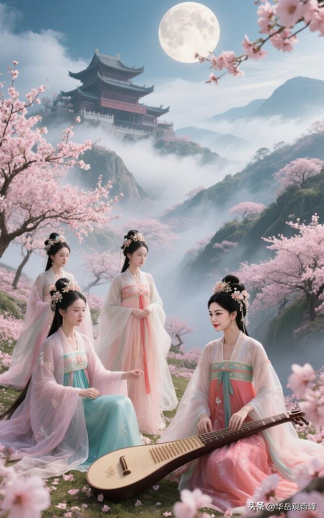 月色如水漾清辉，古风雅韵绕花帷，弦音轻淌穿幽径此景如梦不思归