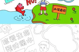 防溺水~手抄报——有模版有纯黑白线稿~可打印图片