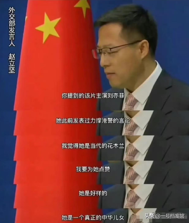 开眼了，美籍的刘亦菲被中国外交部公开点赞，她是真正的中华儿女