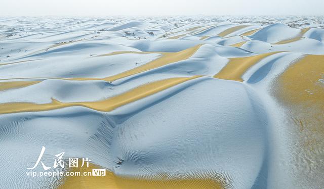 新疆尉犁：塔克拉玛干沙漠雪景如画