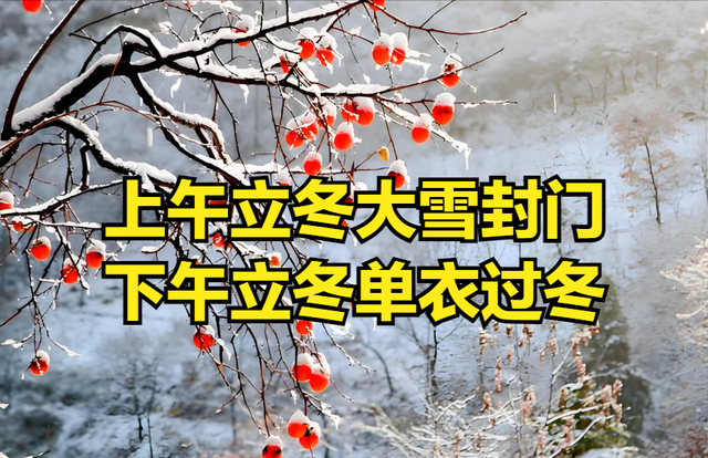“上午立冬大雪封门	，下午立冬单衣过冬”，今年立冬上午还是下午