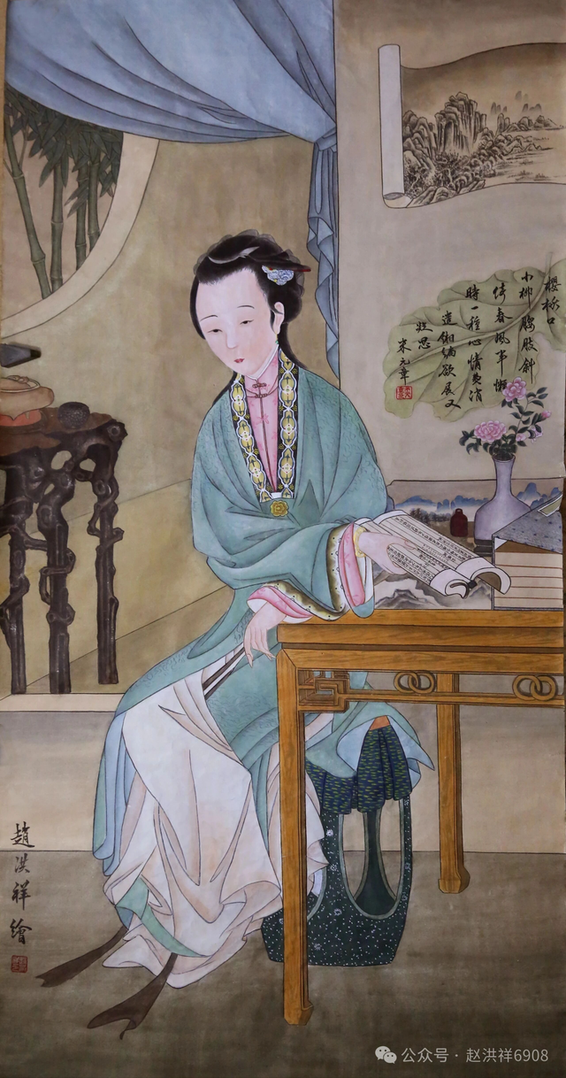 故宫美人图，是清代雍正时期的宫庭仕女画	，现存于故宫博物院