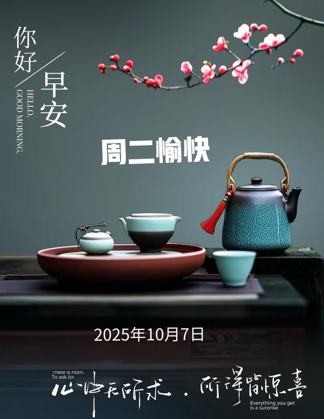 2025年10月7日早上好 早安周二愉快 早安精美美图温馨祝福语 早上好