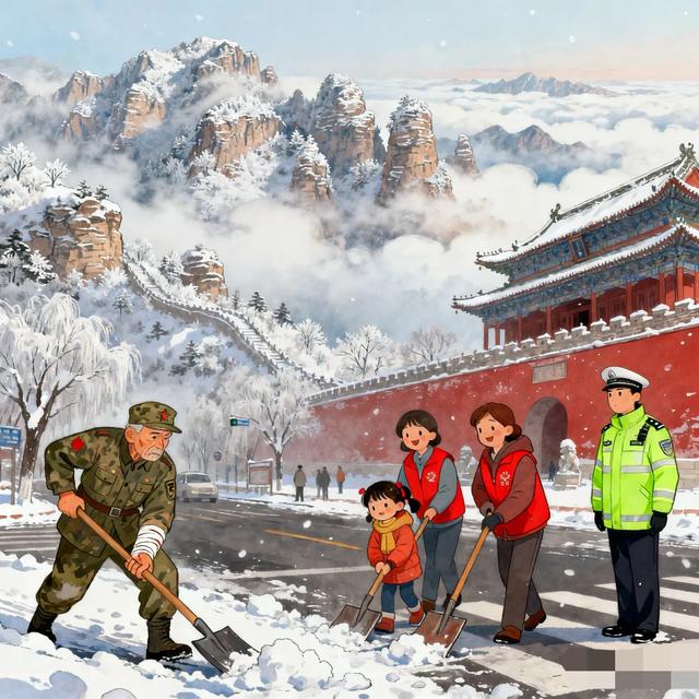 【保定暴雪成仙境！雾凇裹山如画，这抹红暖哭了】