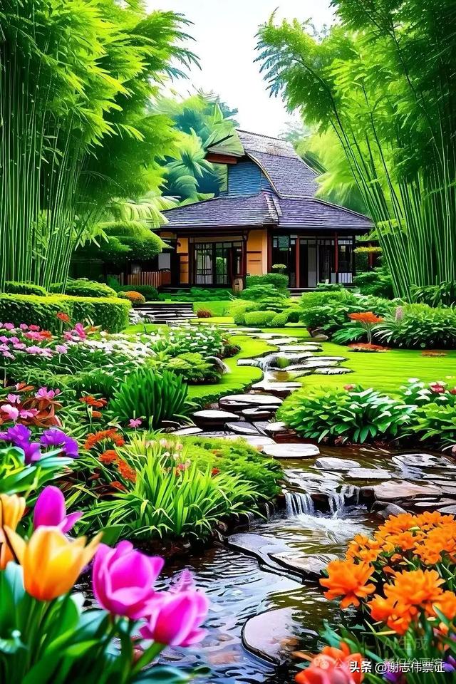 花团锦簇满庭院,绿意盎然皆美景