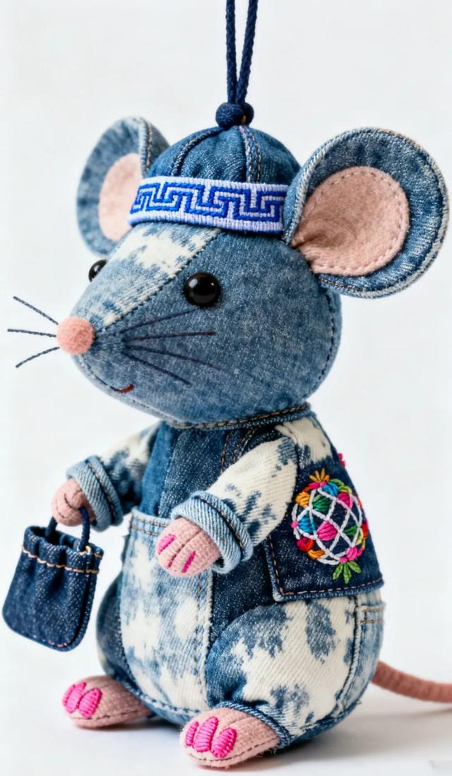 旧牛仔爆改国风小老鼠！一针一线绣出治愈感