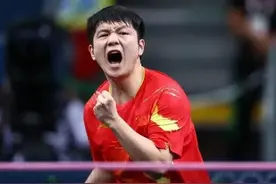 奥运会乒乓球，男团半决赛，樊振东3-1险胜小勒布伦，第四局16-14图片
