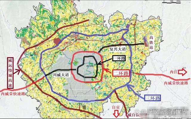 【川南F4】威远小小县城竟然有二环路，简直就是成都的翻版