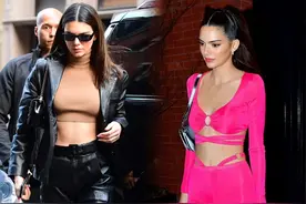 街拍回顾|肯达尔詹娜 一天三套造型 华丽大衣+酷帅皮衣+荧光粉芭比图片