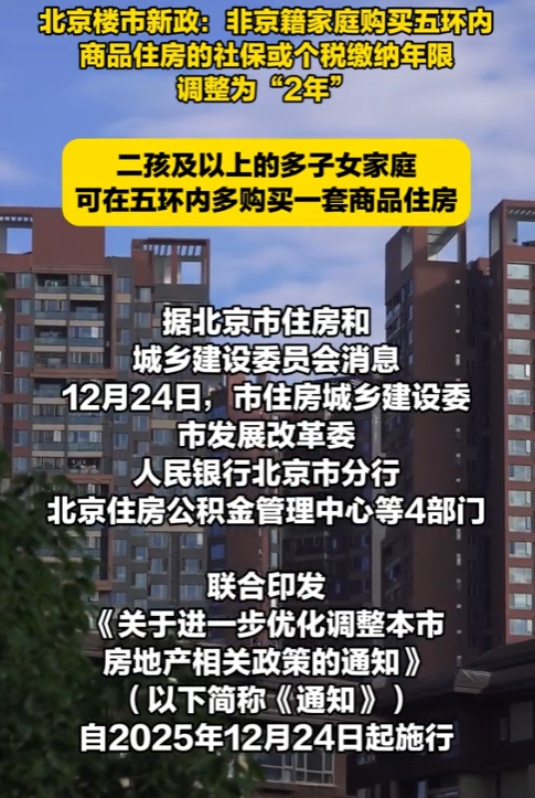 国家定调了！北京打响楼市松绑第一枪，2026将着力稳定房地产市场