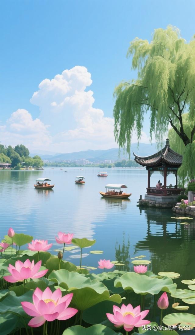 漫步湖畔赏粉荷，邂逅悠然夏日，尽享心旷神怡之美！