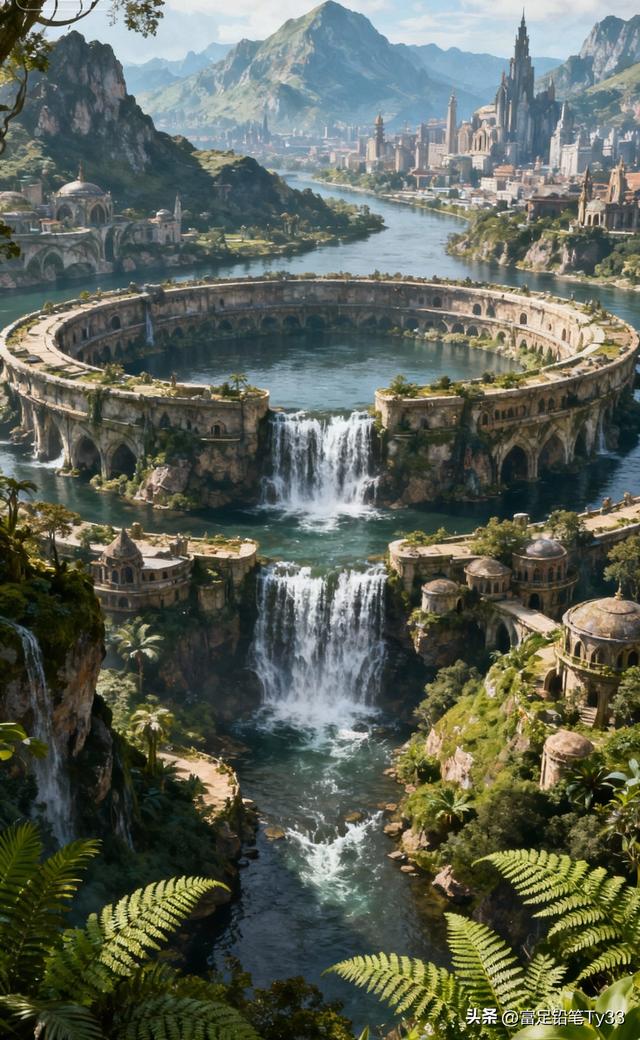 梦幻仙境中的千年古刹，瀑布飞流直下，如梦如幻！